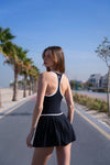 Palm Dress Black Pleated Style
