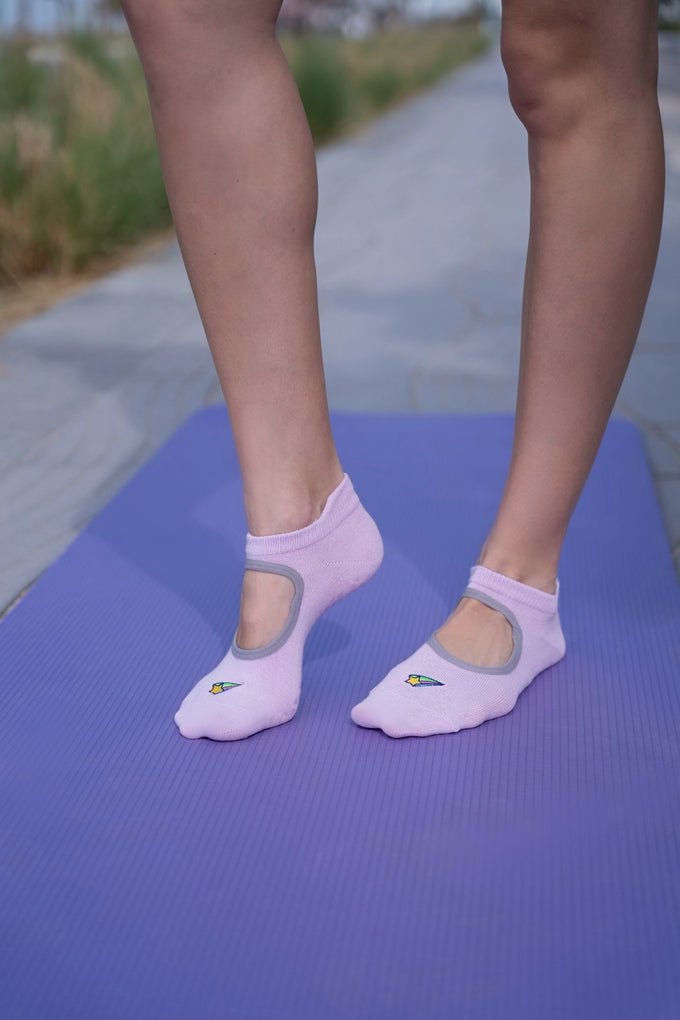 Cali Pilates Socks Pink Shooting Star, women's grip socks