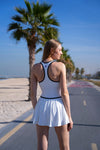 Palm Dress White Pleated Style