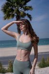 Cali Pastel Prism Sports Bra Matcha, women's sports bra