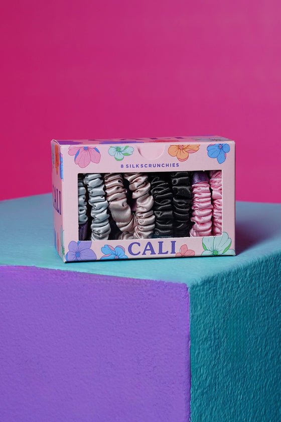 Blush and Noir Silk Scrunchies Box