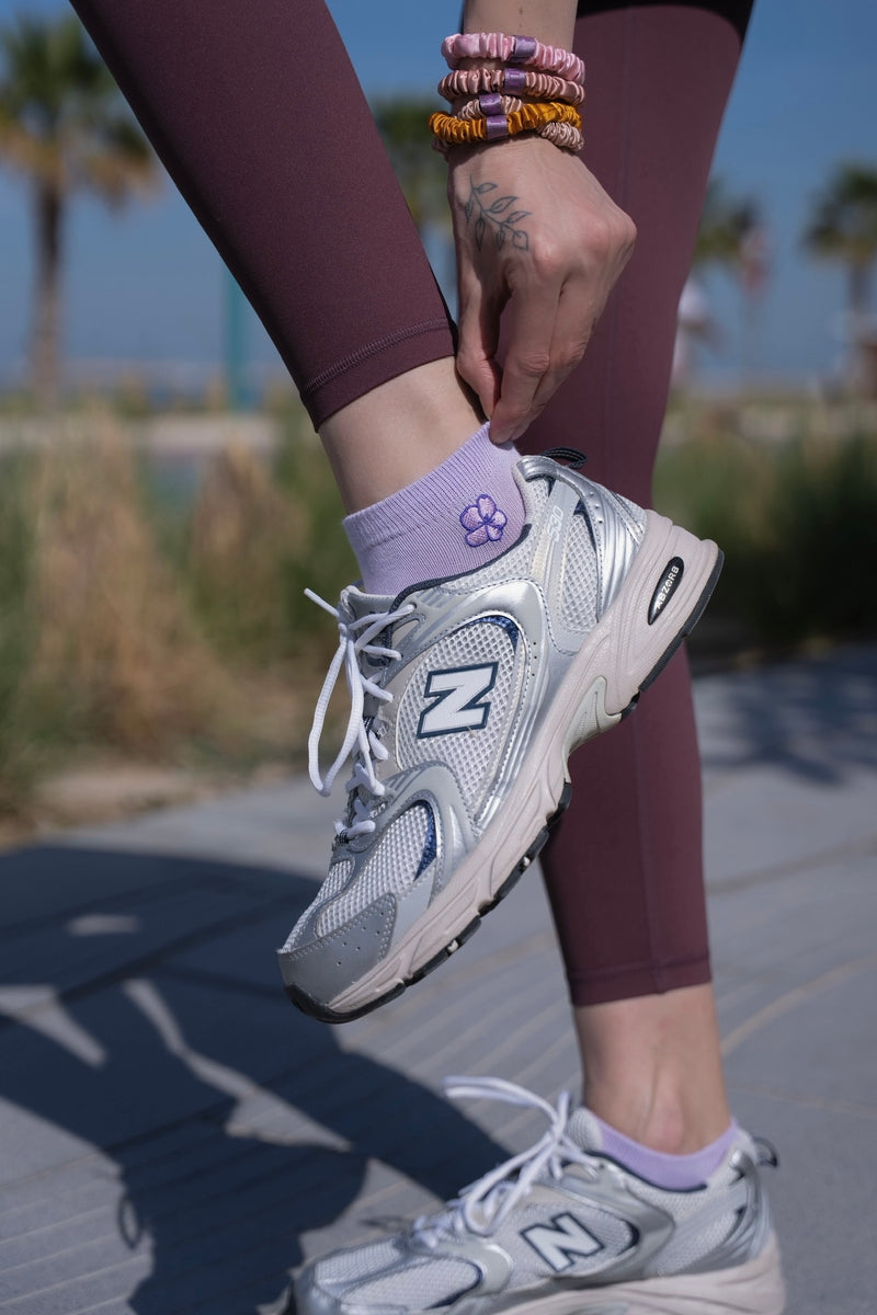Cali OC Purple Ankle Socks Purple Flower, women's socks