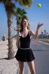 Palm Dress Black Pleated Style