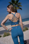 Cali Santa Monica Sports Bra Misty Blue, women's sports bra