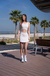 Cali Lotus Fitted Tank White, women's tank top, image 2