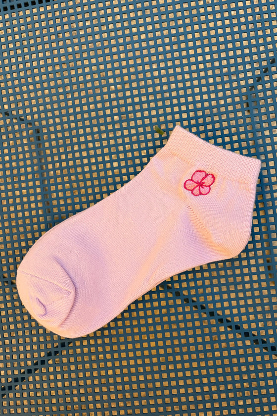 OC Pink Ankle Socks - Pink Flower