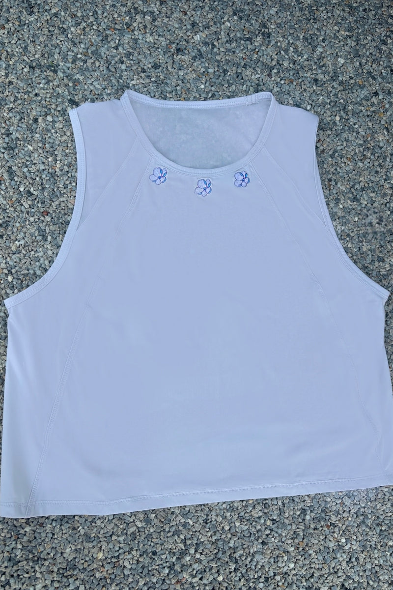 Cali Les Trois Fleurs Iris Cropped Tank (Limited Edition), women's tank top