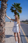 Palm Dress White Pleated Style