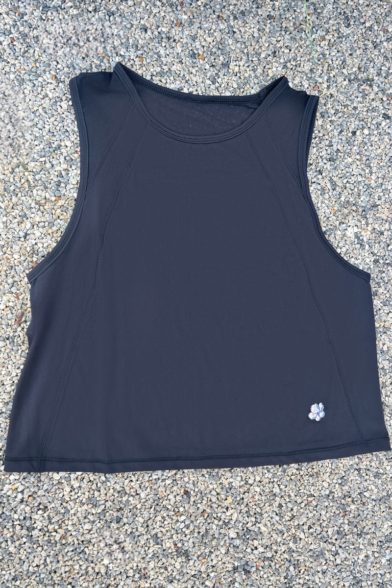 Cali La Fleur Black Cropped Tank (Limited Edition), women's tank top