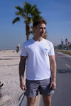 Cali Men's White Embroidered T-Shirt, men's t-shirt