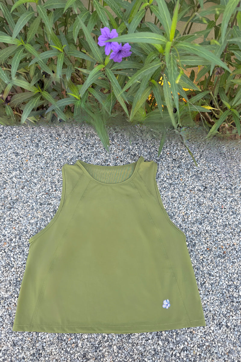 Cali La Fleur Sage Cropped Tank (Limited Edition), women's tank top